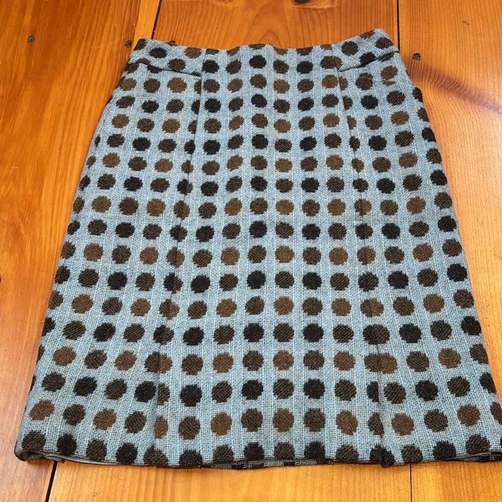 BODEN British Tweed by Moon 4L Polka Dot Spotty Wool Pencil Skirt
